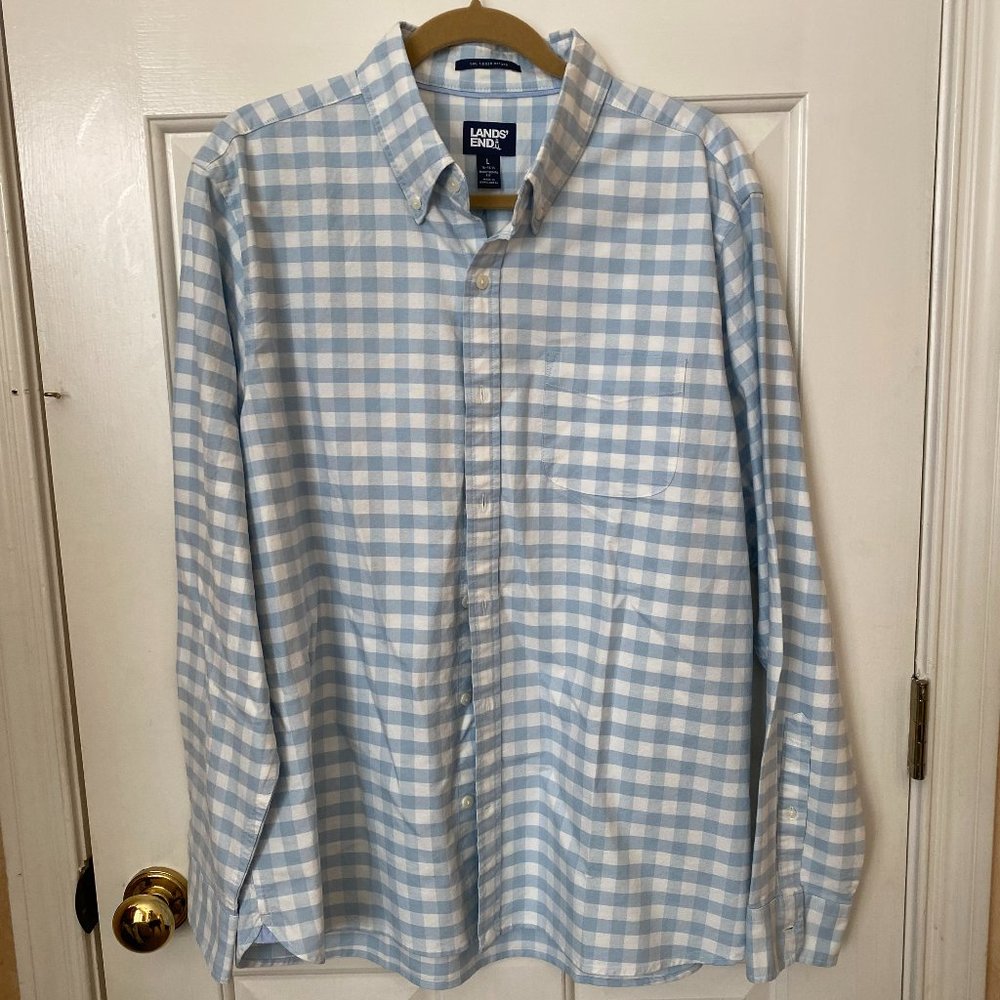 NWOT - Men's Land's End Blue Plaid Shirt_Size L